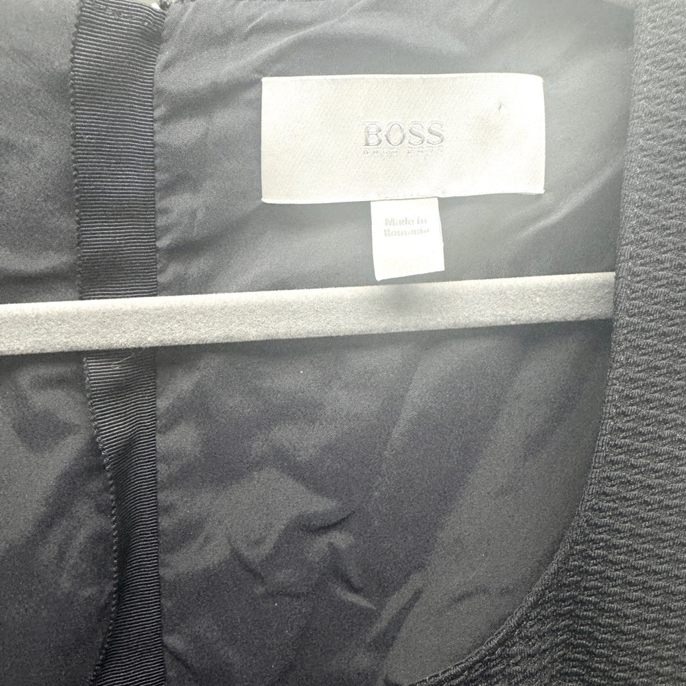 BOSS Hugo Boss Black Textured Sheath Dress Long Sleeve Midi - Picture 4 of 14